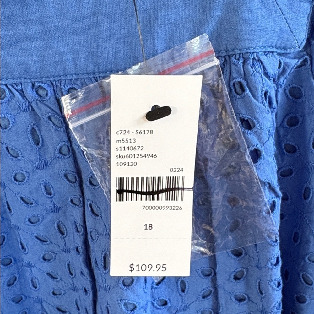 NWT Lane Bryant Square Neck Eyelet Dress Blue Size 18 Retail $110.00 - Picture 6 of 15
